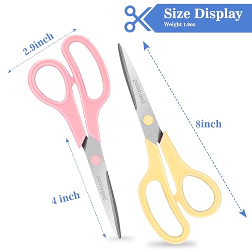 24 Pack 8” Scissors, Sharp Stainless Steel Comfort Grip for Everyday Use - color: 24 Pack Pastel