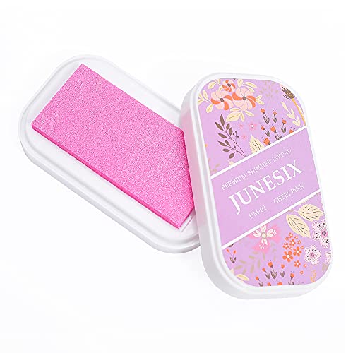 Metallic Pigment Ink Pad, Washable Finger Ink Pads, Shimmer Scrapbook Craft Ink Pads for Rubber Stamps, Card Making, Paper Wood Fabric, 3.7 x 2.1" (Cherry Pink)
