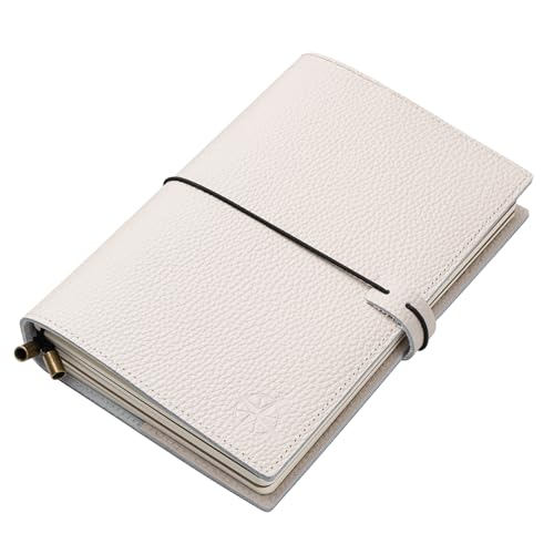 WANDERINGS A5 Travelers Notebook with Pockets – Oat Leather Journal – 6" x 8.5" (15 x 22cm) – Refillable Travel Journal – 120 GSM Blank Inserts - color: Oat