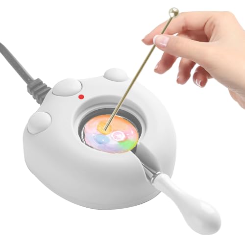 Electric Wax Seal Stamp Warmer, White Electrice Sealing Stamp Warmer Melter for Melting Wax Seal Beads Sticks with Spoon, Stirring to Do DIY Craft (White) - color: White