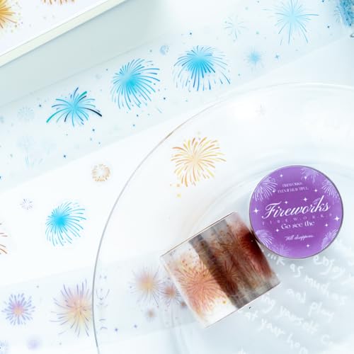 Fireworks PET Tape Set, 4 Rolls Pre-Cut Ephemera for Junk Journaling, Scrapbooking, Crafting, DIY Projects, Diaries, and Art Supplies - color: Watch Firework