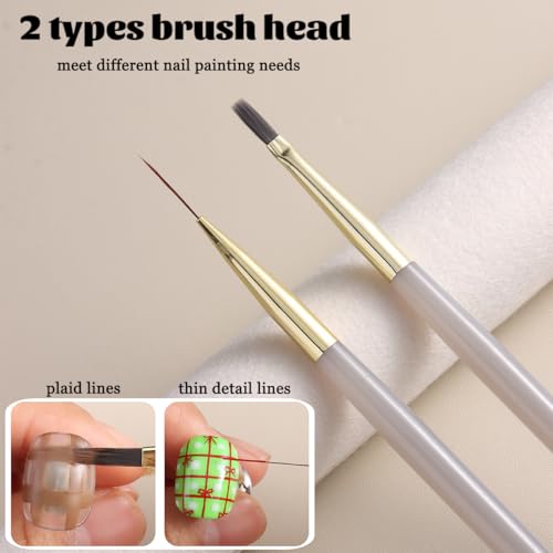 Fcozpjk Nail Art Brushes Set 3PCS Liner Brush for Plaid Design