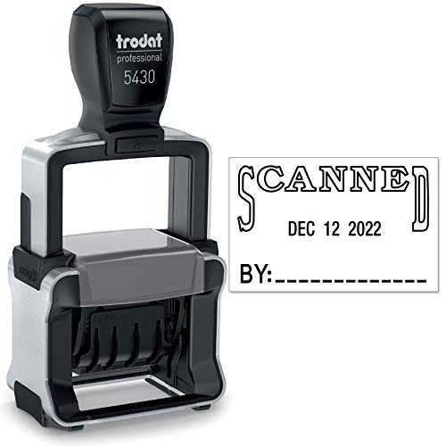 Trodat 5430 Professional Self-Inking Date Stamp with Scanned - Black Ink - color: Black, size: SCANNED