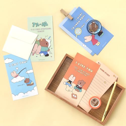 Monolike Happy and Lucky Littles Series.1 Mini Letter Paper and Envelopes Set - 8Type, 32 Letter Paper + 16 Envelopes - color: Happy and Lucky Littles Series.1
