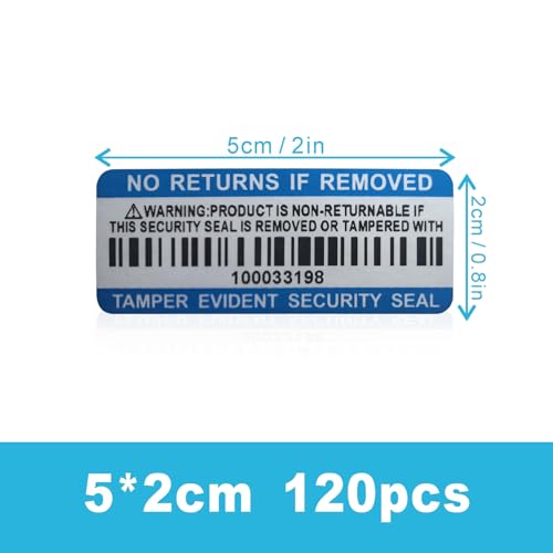 Tamper Evident Proof Barcode Stickers with Individual Serial Number Security Warranty Void Sticker,Sealing Label for Package(120pcs 2x0.8in Blue Matte Silver) - style: 120pcs Blue silver
