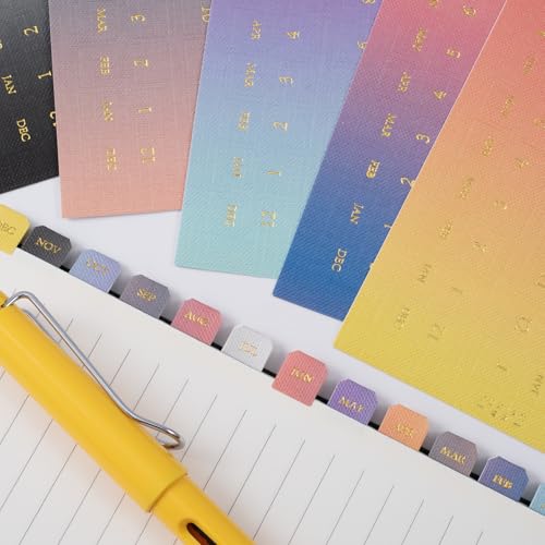 Joez Wonderful 10 Sheets Planner Monthly Tabs, Self Adhesive Tabs Stickers, Planners Index Tabs Calendar Tabs for Planners, Office, Study, Notebook (180 Pcs, Neon) - color: 10 Sheets, Style 1
