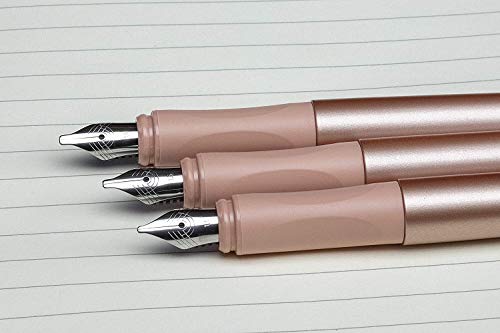 Schneider Callissima Calligraphy Fountain Pen Gift Set: Apricot, 1.1 mm, 1.5 mm, 1.8 mm Interchangeable Tips + Pack of 6 Apricot Ink Cartridges (143806) - color: Apricot