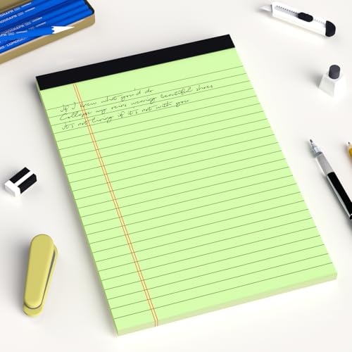 AILZFEI 6pcs Small Note Pad 5x8 College Ruled Green Legal Pads Paper Notepads 6 Pack Study Back Writing Pads 5 x 8 Legal Pads Perforated Narrow Ruled Pads of Paper Green - color: Green