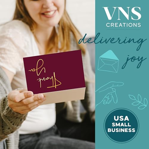 VNS Creations Thank You Cards With Envelopes - 100 Pack 4 x 6 Blank - Wine - color: Wine (Gold Foil), size: 100 Pack - 4" x 6" (Value Pack)