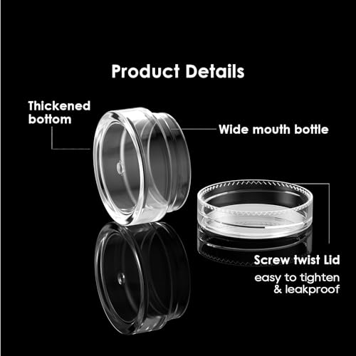 Eternal Moment 50 Pack 5G Sample Containers with Lids Cosmetic Small Jars | Makeup Travel Jars for Cream, Bead, Eye Shadow, Jewelry, Lotions, Powders, Glitters Lip Gloss with Labels,Spatulas (Clear) - color: Clear Lid, size: 0.17 Ounce