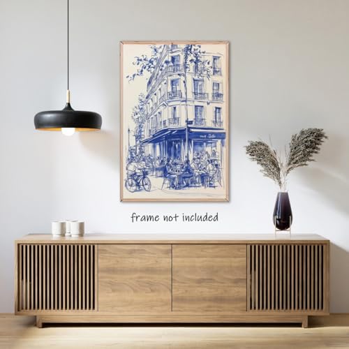 Fashion French Cafe Watercolor Paris Cityscape Canvas Wall Art Trendy Blue Modern Paris Street Scene Aesthetic Poster Prints For Bedroom Living Room Home Apartment Unframed12x16inch - color: style-2-Unframed, size: 16"L x 12"W