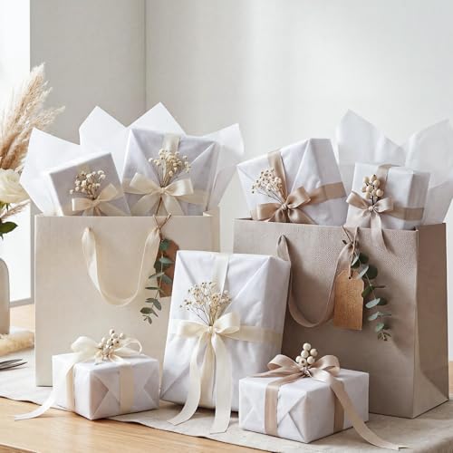 woric 160 Sheets White Tissue Paper Bulk 14 X 20 Inches | Wrapping Tissue Paper for Gift Bags Bouquet Crafts Weddings Baby Shower Birthday Back To School Decorations Small Business - color: White