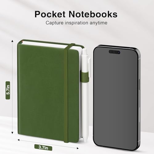 Oucaru Small Notebook 16 Pack, A6 Pocket Notebook, Mini Lined Journal - color: B-Forest Green, style: 16 Pack