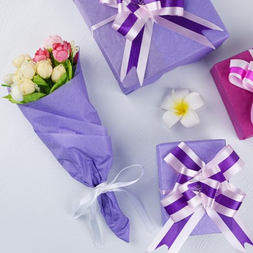 PLULON 60 Sheets Purple Tissue Paper for Gift Bags, Flower Wrapping Paper - color: Purple