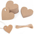 100 Pcs Kraft Paper Heart Gift Tags with String, 2.4" x 2.6"