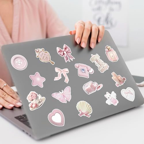 CNhoqc Pink Coquette Aesthetic Stickers, 1000 Pcs Realistic Vintage Romance - style: Pink Coquette Aesthetic