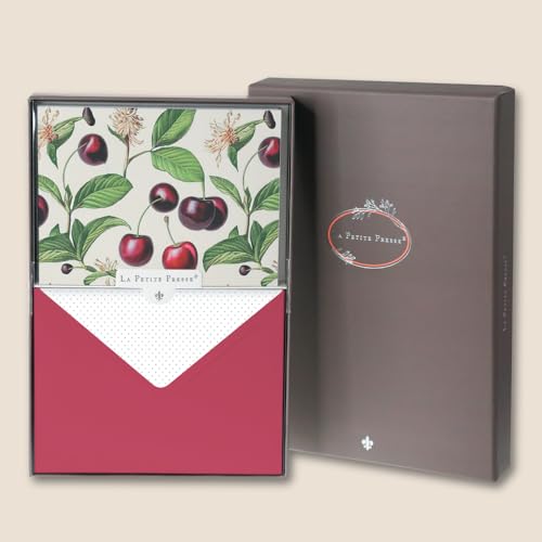 Graphique Cerise Designer Cards Luxe Collection, Silver Foil Embossed Stationery Boxed Set, 10 Blank Cards with 11 Envelopes, All Occasion Greetings, 5.25" x 3.8" - color: Cerise