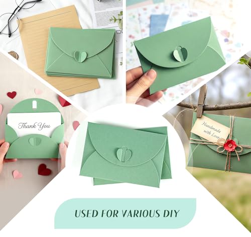 ABSOFINE 25PCS Mini Envelopes with Blank Cards Gift Card Holders Sage Green - color: Sage Green