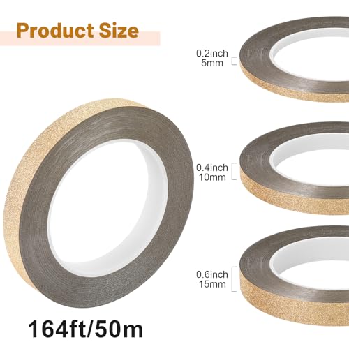 Zonon Glitter Gold Washi Tape for Wall Decor Self Adhesive 5/10/15mm | Glitter Gold Foil Pinstripe Tape, Mirror, 3 Widths Total 164 Yards, Easy to Apply for Furniture Car Arts Graphic Decoration - color: Glitter Gold, size: 5/10/15mm
