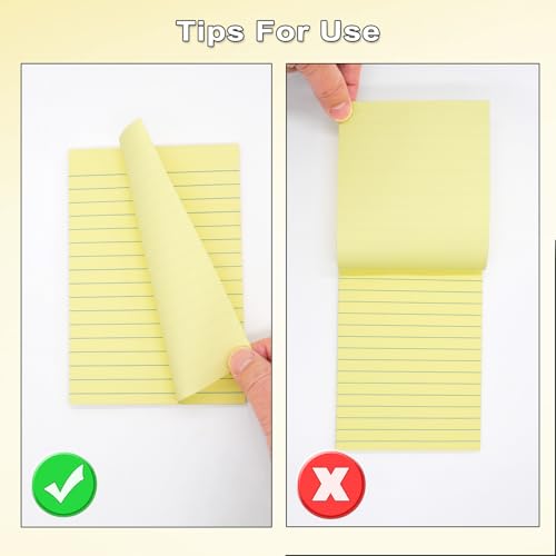 HQCME 9 Pads Lined Sticky Notes 4x6 in,Yellow Large Notepads with Lines - color: Yellow