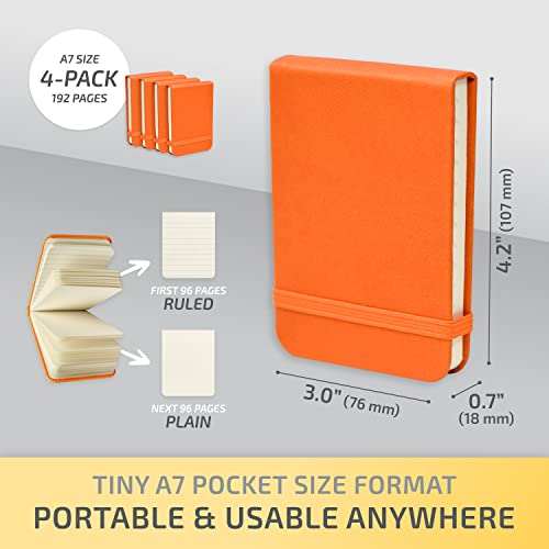Tiny Notebook 3x4, Tear Off Small Notepad Pocket Size 4-Pack (Orange) - color: Orange