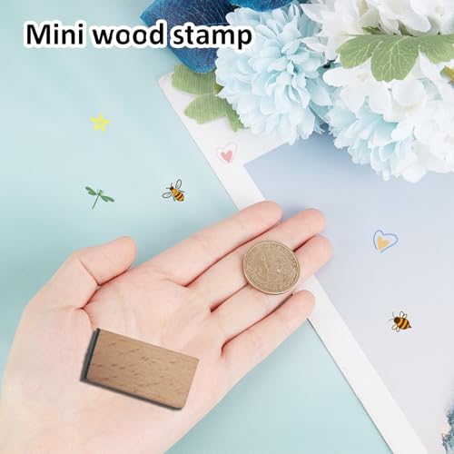 CRASPIRE 0.6 Inch Mini Dragonfly Square Wooden Stamps Wood Rubber Stamps for Card Making Merry Christmas Small Pattern Rubber Squares Stamp DIY Craft Card Scrapbooking Merry Christmas Decorative Art - style: Dragonfly