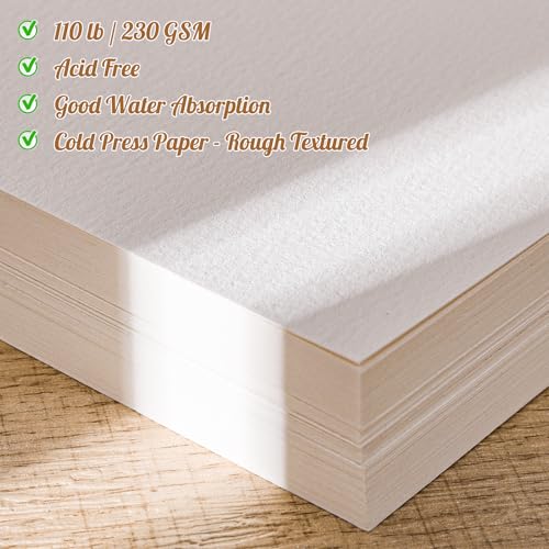 80 Sheets Watercolor Paper, 2.5 x 3.5 in, 110 Lb/230 GSM, Cold Press - size: 2.5 x 3.5Inch