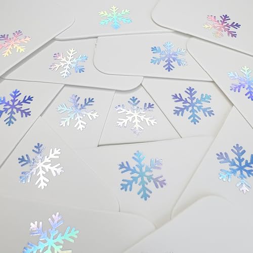 100Pcs Blank Gift Tags with String Iridescent Foil Snowflake Large Gift Tags White Paper with 65 Ft Jute Twine Cute Tags for Christmas Xmas Holiday Winter Wonderland Gift Wrap Tags - color: Iridescent Snowflake