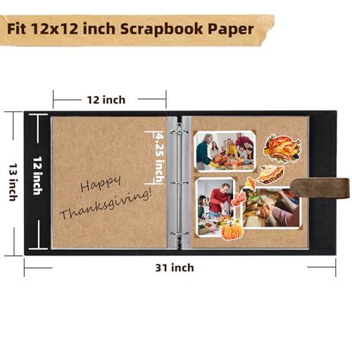 Vienrose 15"x13" Scrapbook Album Gift Set Faux Leather DarkBrown 100 Pages - color: Dark Brown, size: 15"X13" 50Sheets