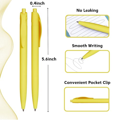 BallPoint Pens, 100 Pack (BLACK Ink),Bulk Pens, Yellow Barrel,Click Pens for Office Home and School, Retractable Ballpoint Pens, Medium Point, 1.00MM (Yellow) - color: Yellow