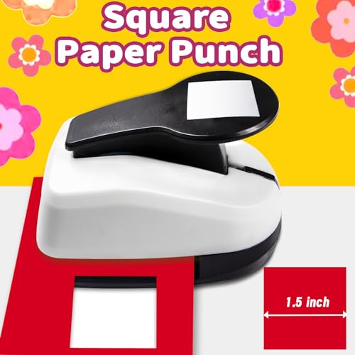 Square Hole Punch, 1.5 inch Square Paper Punch, Squares Punches for Paper Crafts, Scrapbooking Punches, Shape Hole Puncher, Squares Craft Puncher - size: 1.5 in