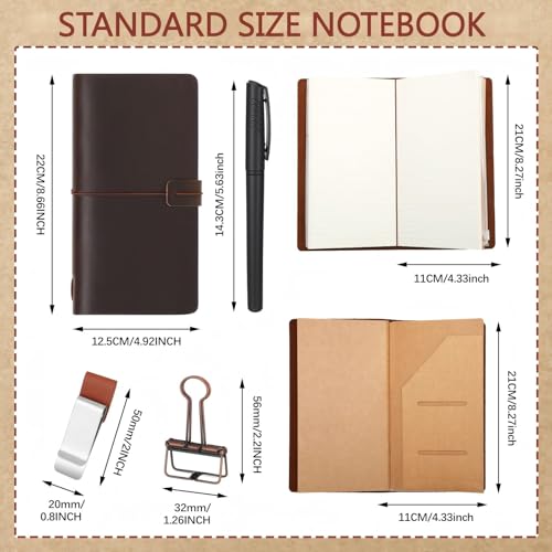 Thenshop Leather Travel Notebook 3 Inserts, Dark Brown, Stand Size - color: Dark Brown, size: Stand Size