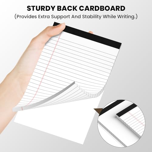 6 Pack Notepads 5x8, White, Small Legal Pads, Perforated Notebook - color: White