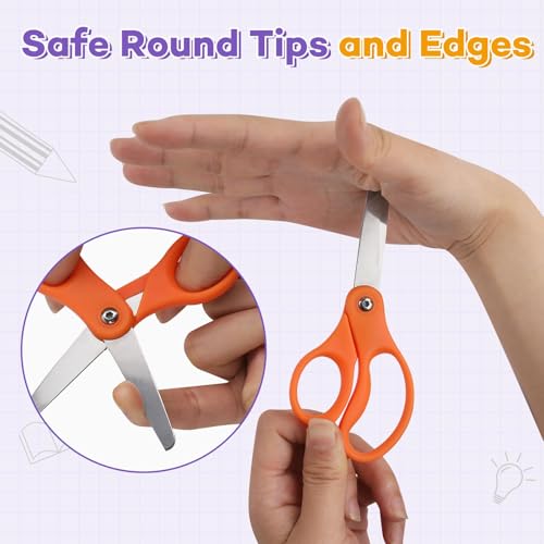 BURVAGY 10 Pack 5" Kids Scissors Safety Children Small Scissors for School - color: 10 Pack