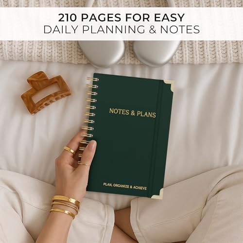 ZICOTO Aesthetic Daily Planner And Spiral Notebook With Hourly Schedule - color: Green