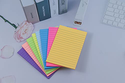 (8 Pads) Lined Sticky Notes 4x6 in Post, 8 Colors Self Sticky Notes Pad Its, Bright Post Stickies Colorful Big Rectangular Sticky Notes for Office, Home, School, Meeting, 40 Sheets/pad (Pack of 2) - size: 4X6 in (Pack of 2)