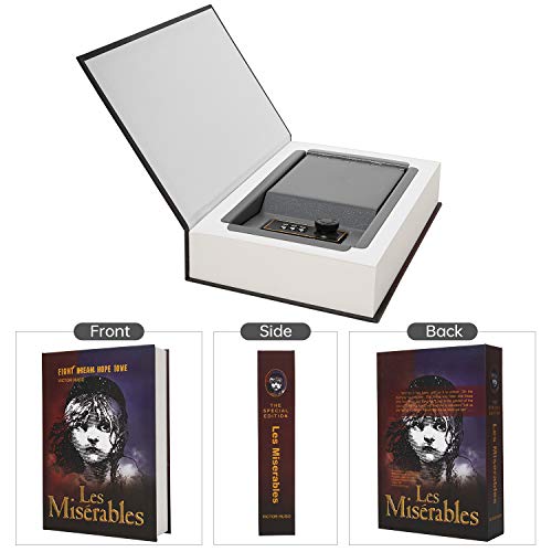Real Paper Transfer Book Safe, Hollow with Secret Hidden Compartment, Combination Lock, 8.7"×6"×2" (Les Miserables-Combination) - style: Les Miserables-Combination