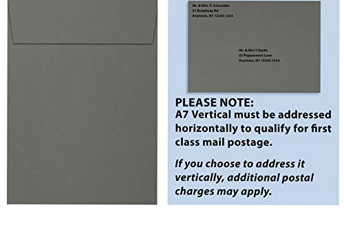 LUXPaper Vertical A7 Invitation Envelopes | 5 1/4" x 7 1/4" | Smoke Gray | 80lb. Text | 50 Qty - color: Gray