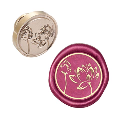 CRASPIRE Flower Wax Seal Stamp Head Lotus Plant Pattern Series Replacement Sealing Brass Stamp Head Olny for Decorating Wedding Letters Invitations Envelopes Gift Packing - style: Lotus Flower