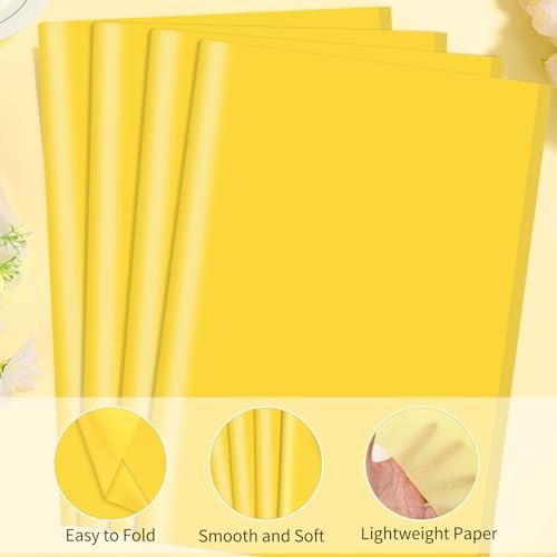 woric 160 Sheets Yellow Tissue Paper for Gift Bags 20 X 14 Inches | Gift Tissue Paper Bulk for Back To School Crafts Wrapping Fall Halloween Birthday Sunflowers Theme Party Decorations - color: Yellow