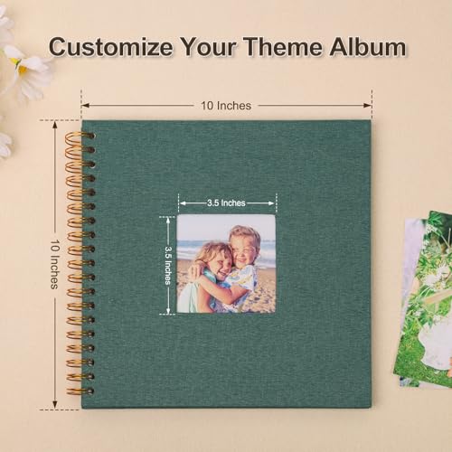 Scrapbook Photo Album Linen Cover 10x10 Inches 80 Pages Green | Hardcover Kraft Scrap Book Memory Book DIY Scrapbook Albums for Wedding Baby Boyfriend Travel Anniversary Family - color: Green, size: 10"x10" 80 Pages