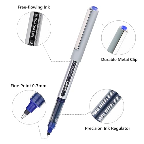 EYEYE Liquid Ink Rollerball Pens 12 Pack 3 Colors Black Blue Red 0.7mm Medium Point Pens Quick Dry Smooth Writing Pens for Journaling Office School Note Taking Supplies - color: 3 Colors, size: 0.7mm