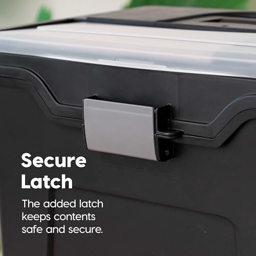 IRIS USA File Box Organizer with Lid, Letter File, Portable Handle, Black - style: Black - Single