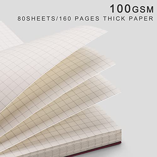 EMSHOI Graph Grid Journal Notebook, 4 Pack, 640 Pages, A5 (5.7" x 8.2") - color: Brown Blue, style: A5-Graph