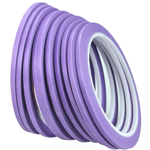 JINBING Paper Masking Tape Art Tape for DIY Nail Arts Drawing Pattern Making 1/8 Inch x 27 Yard 10Rolls (Purple) - color: Purple