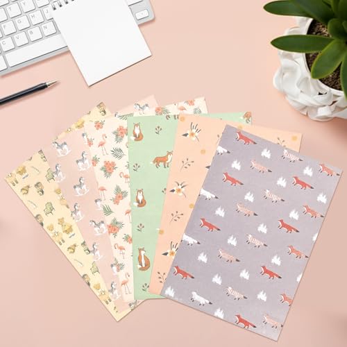 55 Pcs Stationery Paper Envelopes Set | Includes 36 Writing Stationery Paper & 18 Envelopes & 48 Stickers, Letter Writing Stationery Paper Envelopes(6 Style) - color: Cute animals
