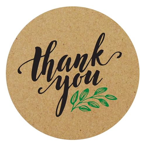 easykart labels 1000 Kraft Thank You Sticker Labels | 1 Inch Size | Highly Recommended for Birthdays, Weddings, Giveaways, Bridal Showers and Perfect for Small Business Owners (1 Pack)