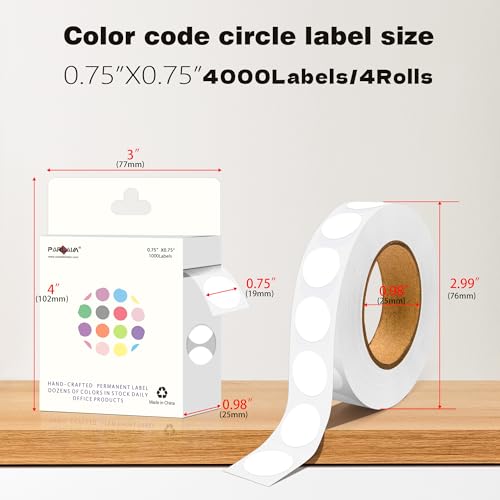 0.75 inch Colored Dot Stickers 4 Rolls 4000pcs White Round Marking Label - color: White, size: 4 Rolls-4000PCS