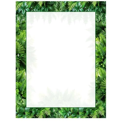 Fern Foliage 100 Pack - 8.5 x 11 Inch Printable Letterhead - Laser and Inkjet Printer Compatible - size: 100 Pack, style: Fern Foliage