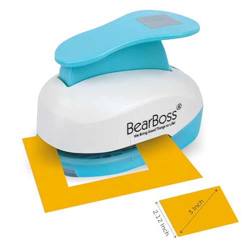 BearBoss 2.12 Inch Square Punch, Hole Punch Shapes, Corner to Corner 3 Inch Paper Punch Set for Scrapbooking Festival Paper Greeting Card DIY Albums Photos - color: 2.12 Square punch